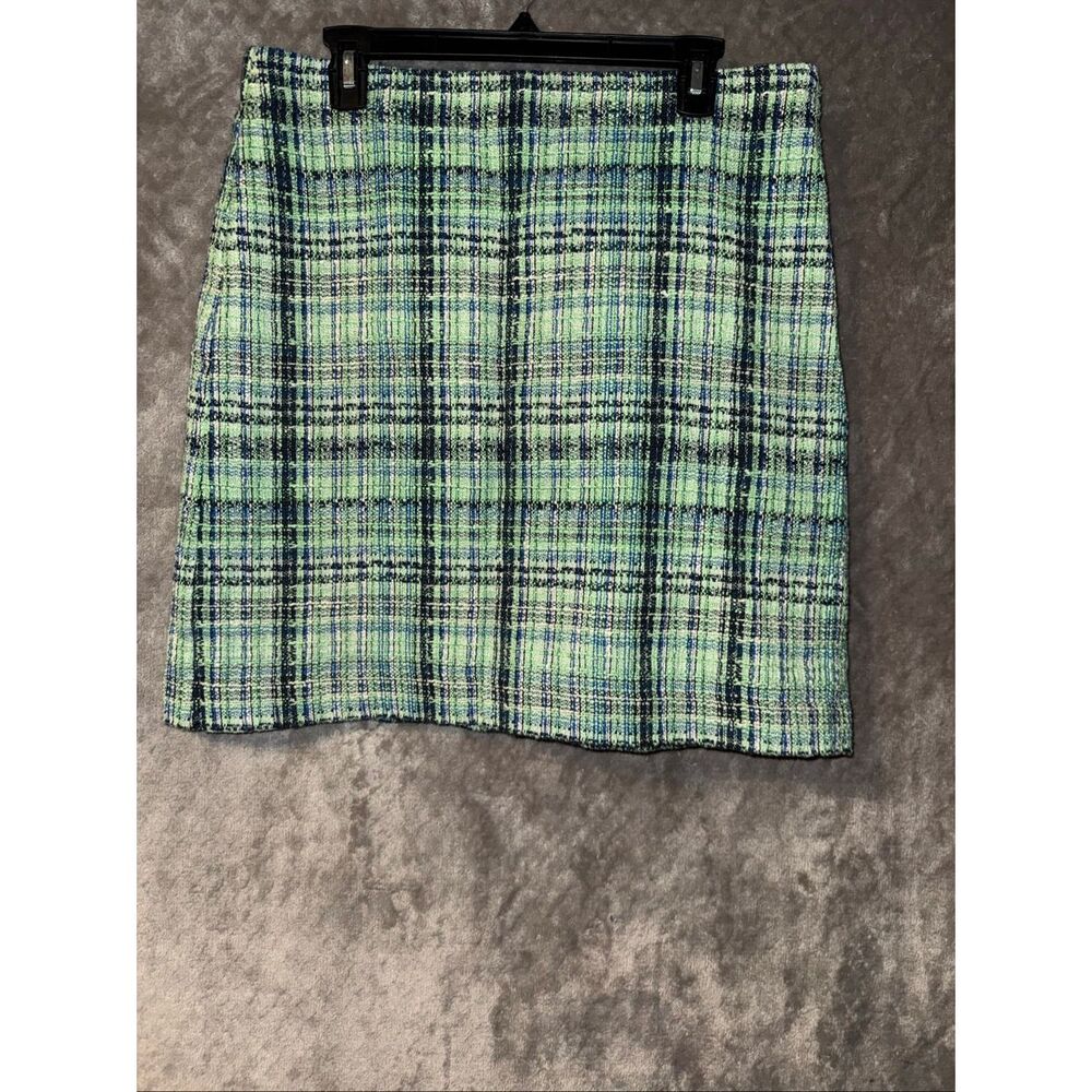 J. Jill Tweed Green & Navy A-line Skirt Large 773